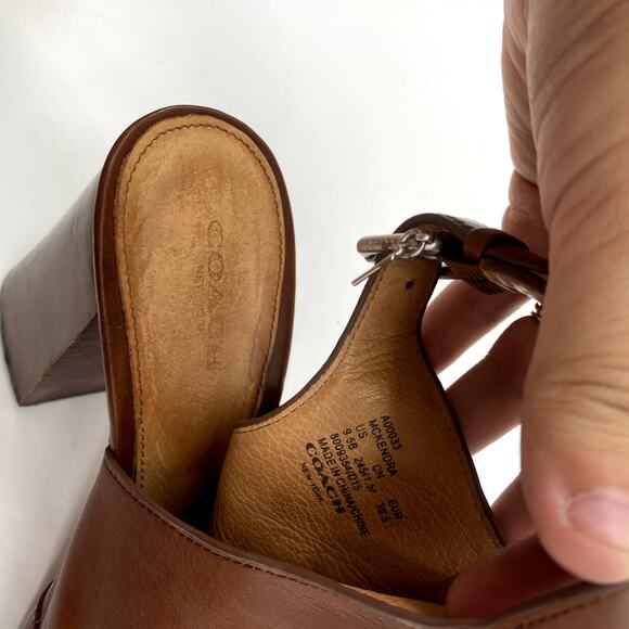 Coach Size 9.5 Brown Leather Heeled Open Toed Sandals - Picture 6 of 6